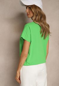 Renee - Zielony Bawełniany T-shirt Wiązany u Dołu Sunalina. Okazja: na co dzień. Kolor: zielony. Materiał: bawełna. Styl: casual #5