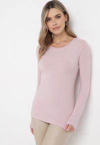 Born2be - Ciemnoróżowa Dopasowana Bluzka z Elastycznej Bawełny Loreen. Okazja: na co dzień. Kolor: różowy. Materiał: bawełna. Styl: klasyczny, casual, elegancki #4