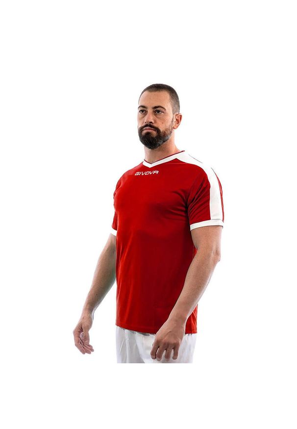 Givova - Męska Koszulka Interlock Revolution. Kolor: czerwony, biały, wielokolorowy. Sport: turystyka piesza