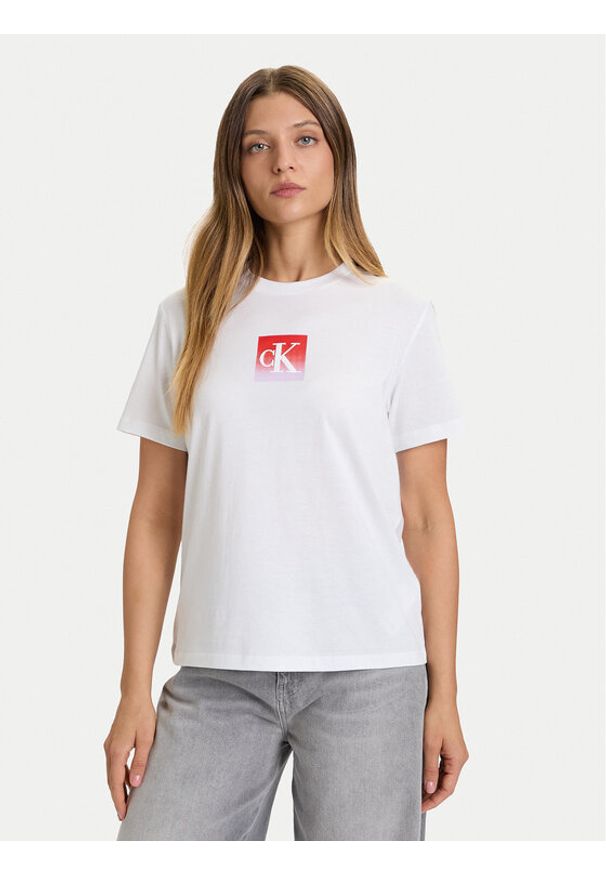 Calvin Klein Jeans T-Shirt Classic Monogram LV047D874G Biały Regular Fit. Kolor: biały. Materiał: bawełna