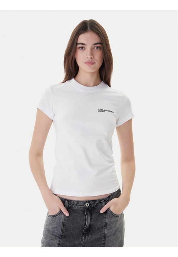 Karl Lagerfeld Jeans T-Shirt A1W17004 Biały Slim Fit. Kolor: biały. Materiał: bawełna