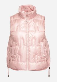 Born2be - Różowa Kamizelka Pikowana z Wysokim Kołnierzem i Kieszeniami Irinae. Okazja: na spotkanie biznesowe, na co dzień. Kolor: różowy. Materiał: jeans. Styl: biznesowy, casual #4