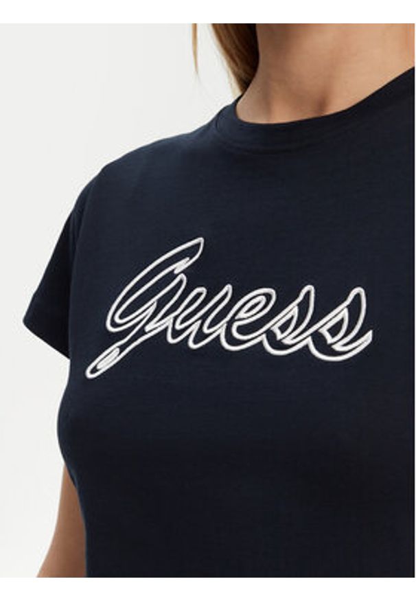 Guess T-Shirt V5GI02 K9RM1 Granatowy Slim Fit. Kolor: niebieski. Materiał: bawełna
