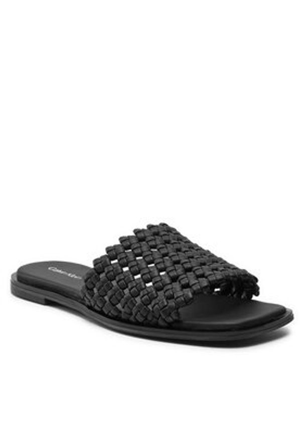 Calvin Klein Klapki Flat Slide Latt HW0HW02143 Czarny. Kolor: czarny. Materiał: skóra