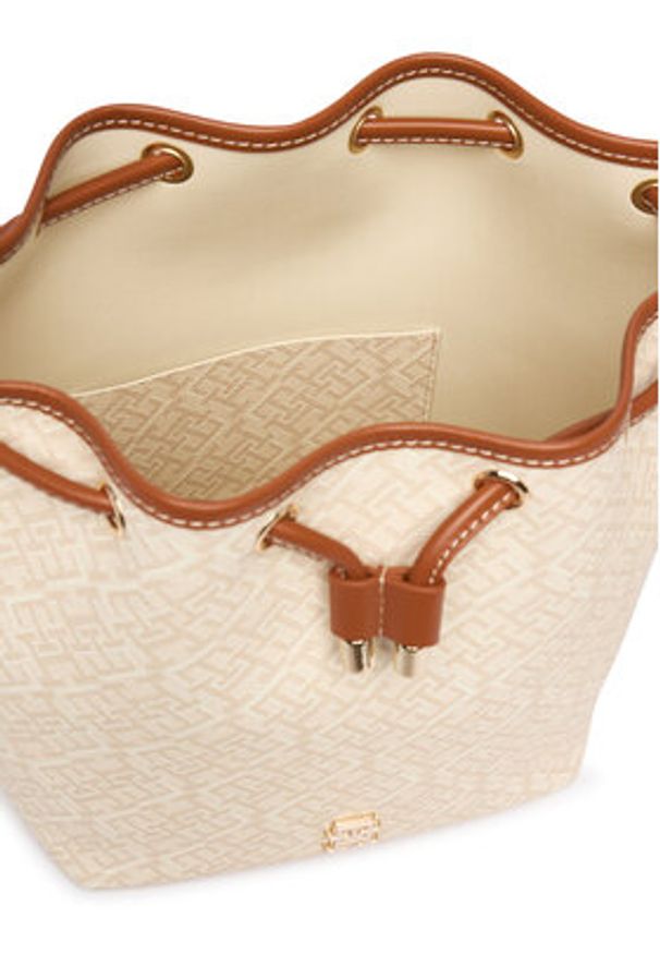 TOMMY HILFIGER - Tommy Hilfiger Torebka Th Monoplay Bucket Le AW0AW18847 Beżowy. Kolor: beżowy. Materiał: skórzane
