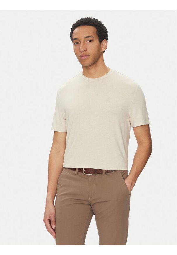 Marciano Guess T-Shirt 5GHI00 6315A Beżowy Regular Fit. Kolor: beżowy. Materiał: wiskoza