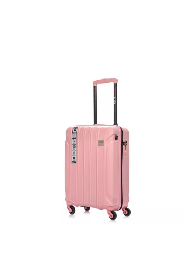 SWISSBAGS - Walizka na kółkach SwissBags Tourist różowa - mała 40 l. Kolor: różowy. Materiał: materiał. Wzór: napisy. Styl: klasyczny, elegancki