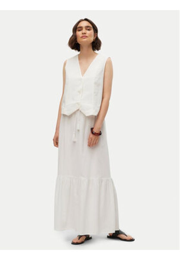 Vero Moda Spódnica maxi Pretty 10311167 Biały Regular Fit. Kolor: biały. Materiał: bawełna