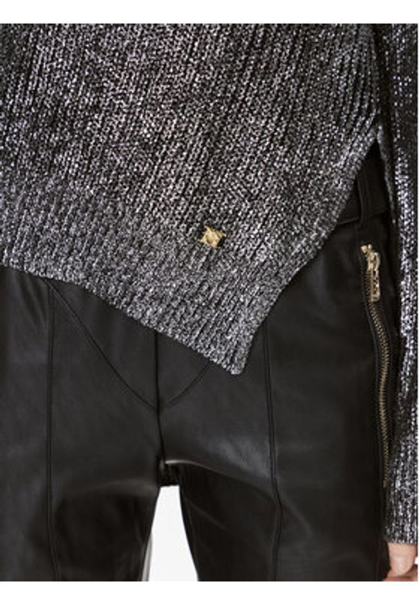 Pinko Sweter Piranha 102232 A1A3 Srebrny Regular Fit. Kolor: srebrny. Materiał: wiskoza