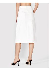 Simple Spódnica jeansowa SDDJ001 Biały Regular Fit. Kolor: biały. Materiał: jeans, bawełna