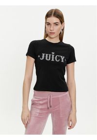 Juicy Couture T-Shirt Ryder Rodeo JCBCT223826 Czarny Slim Fit. Kolor: czarny. Materiał: bawełna