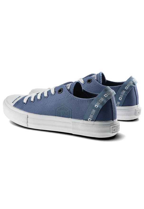 Big-Star - Niebieskie Trampki Big Star Damskie Stylowe Buty. Okazja: na uczelnię, na spacer. Zapięcie: sznurówki. Kolor: niebieski. Materiał: materiał, jeans, guma. Szerokość cholewki: normalna. Styl: elegancki