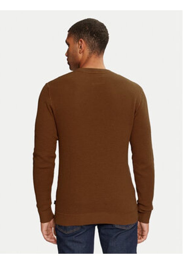 Jack & Jones Sweter 12264668 Brązowy Regular Fit. Kolor: brązowy. Materiał: bawełna