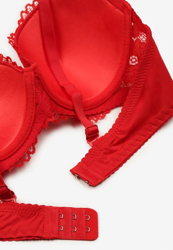 Born2be - Czerwony Biustonosz z Koronkowym Zdobieniem o Fasonie Full Cup Lurina. Kolor: czerwony. Materiał: koronka. Rodzaj stanika: odpinane ramiączka. Wzór: aplikacja