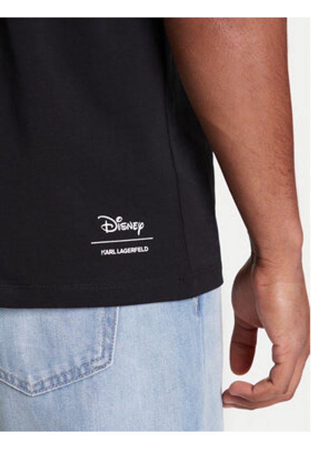 Karl Lagerfeld - KARL LAGERFELD T-Shirt 755097 553270 Czarny Regular Fit. Typ kołnierza: dekolt w karo. Kolor: czarny. Materiał: bawełna