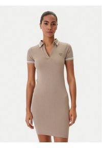 Guess Sukienka codzienna V6RK02 Z4692 Beżowy Slim Fit. Okazja: na co dzień. Kolor: beżowy. Materiał: syntetyk. Typ sukienki: proste. Styl: casual #1