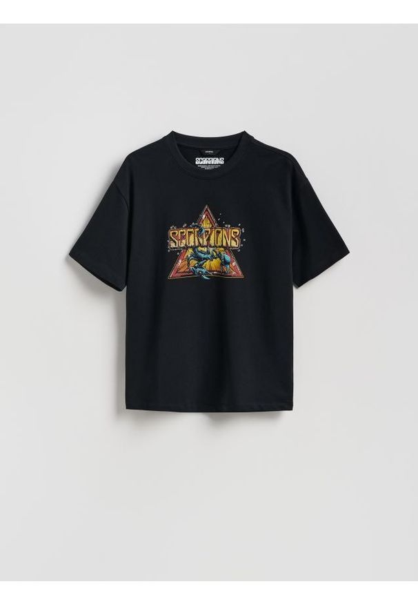 Reserved - T-shirt Scorpions - czarny. Kolor: czarny. Materiał: bawełna, dzianina