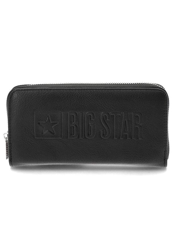 Big Star Accessories - Czarny Modny Portfel Damski Big Star. Kolor: czarny. Materiał: skóra ekologiczna. Wzór: aplikacja