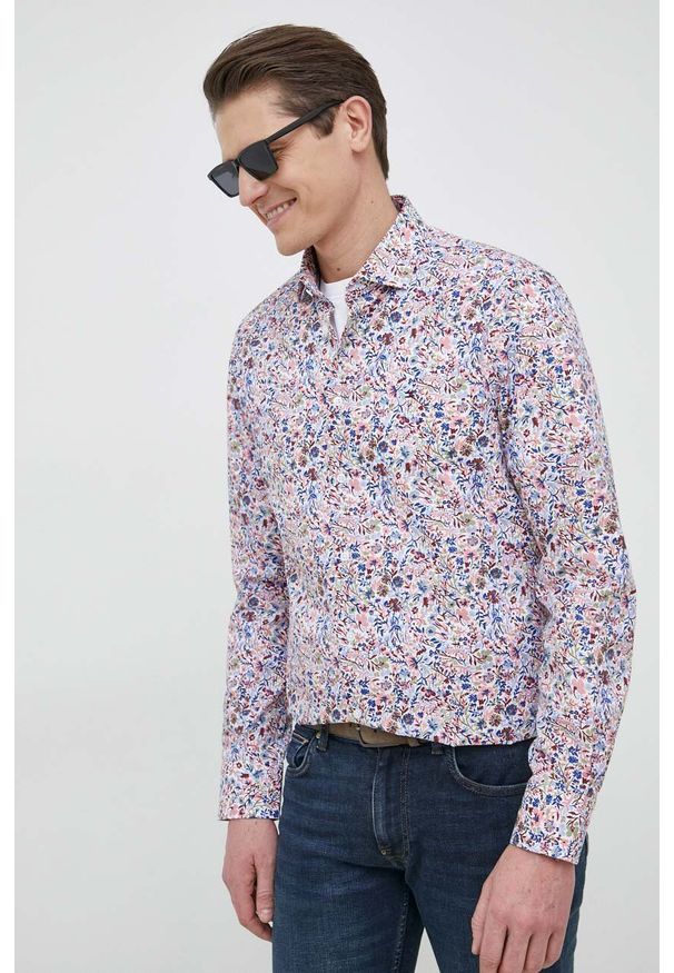 TOMMY HILFIGER - Tommy Hilfiger koszula bawełniana męska slim z kołnierzykiem włoskim. Typ kołnierza: kołnierzyk włoski. Materiał: bawełna