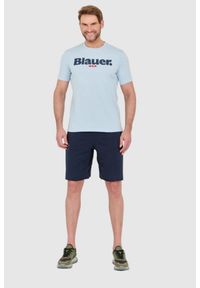 Blauer USA - BLAUER Błękitny męski t-shirt z dużym logo. Kolor: niebieski #3