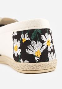 Born2be - Czarne Espadryle z Plecionką i Kwiatowym Haftem Alenara. Okazja: na spacer, na co dzień. Kolor: czarny. Materiał: jeans. Wzór: haft, kwiaty. Sezon: lato. Styl: casual, elegancki #2