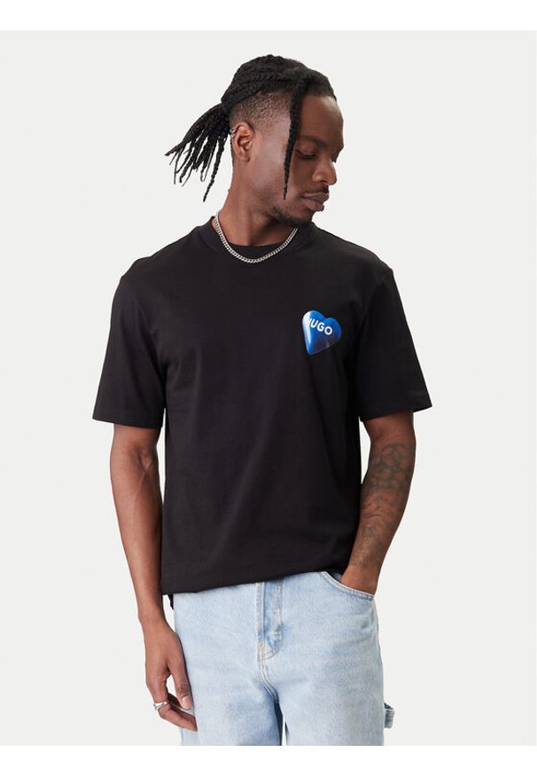 Hugo - HUGO T-Shirt Nalentinio 50562727 Czarny Regular Fit. Kolor: czarny. Materiał: bawełna