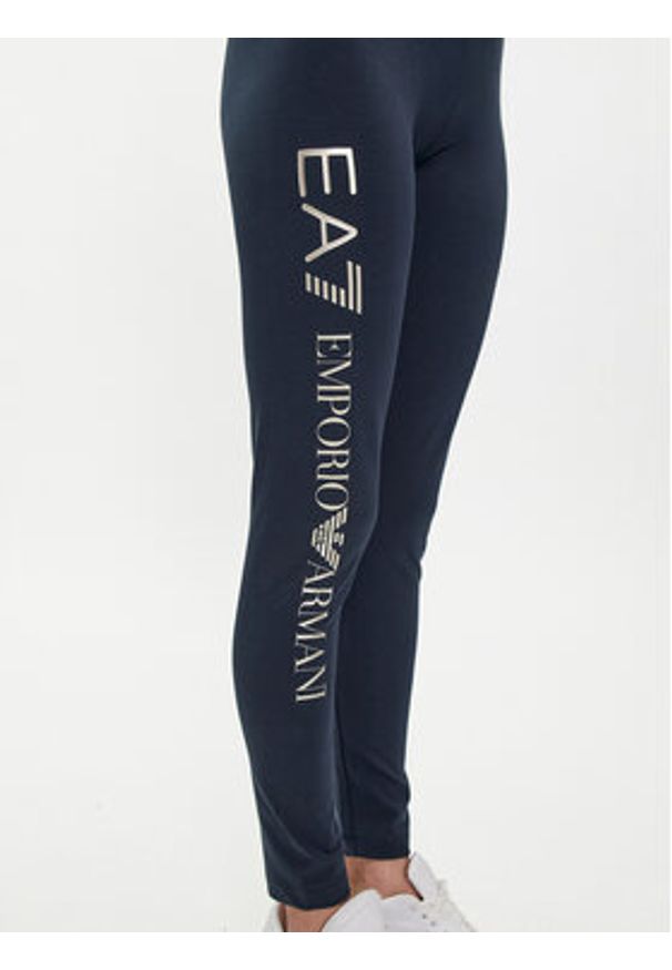 EA7 Emporio Armani Legginsy 8NTP63 TJ01Z 0555 Granatowy Skinny Fit. Kolor: niebieski. Materiał: bawełna