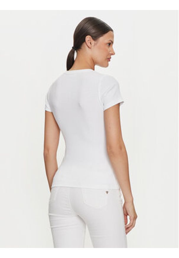 Guess Jeans T-Shirt W4YI64 KA0H1 Biały Slim Fit. Kolor: biały. Materiał: bawełna