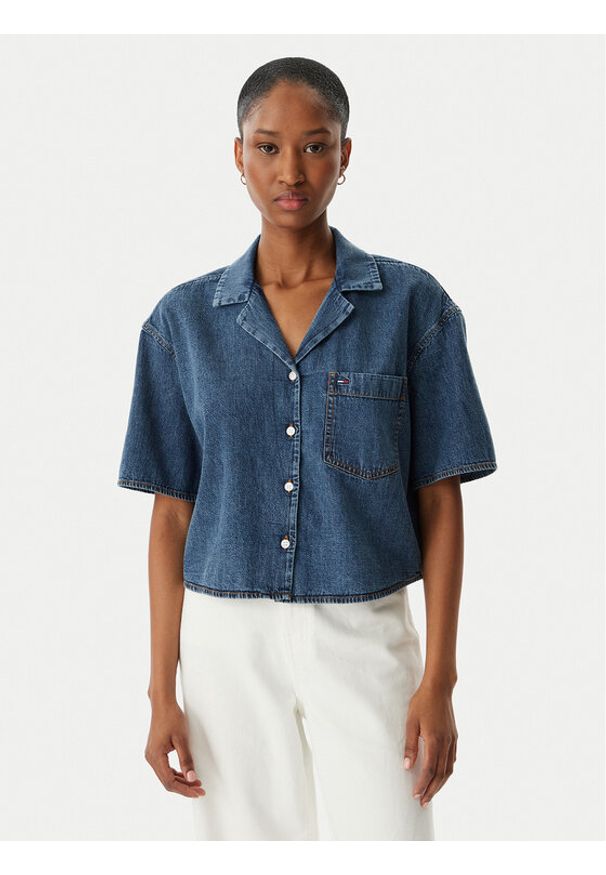 Tommy Jeans Koszula jeansowa DW0DW22216 Niebieski Relaxed Fit. Kolor: niebieski. Materiał: bawełna