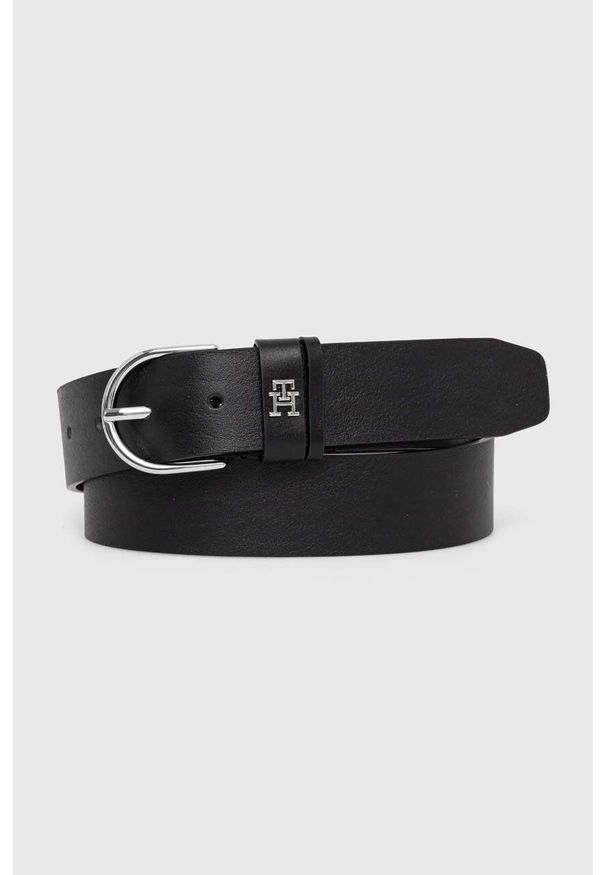 TOMMY HILFIGER - Tommy Hilfiger pasek skórzany damski kolor czarny. Kolor: czarny. Materiał: skóra