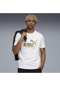 Puma - Męska koszulka Olympique Marsylia KING z logo PUMA White Gold. Kolor: biały, wielokolorowy, żółty. Sport: piłka nożna