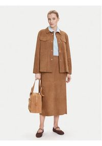 MAX&Co. Spódnica skórzana Guelfi 2526406011200 Brązowy Straight Fit. Kolor: brązowy. Materiał: skóra #4
