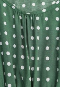 Born2be - Zielona Sukienka z Bawełny Rozkloszowana w Kropki Toliennea. Okazja: na co dzień. Kolor: zielony. Materiał: bawełna. Wzór: kropki. Styl: casual #5