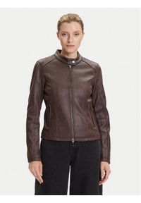 Desigual Kurtka z imitacji skóry Basic 25WWEW43 Brązowy Regular Fit. Kolor: brązowy. Materiał: skóra #1