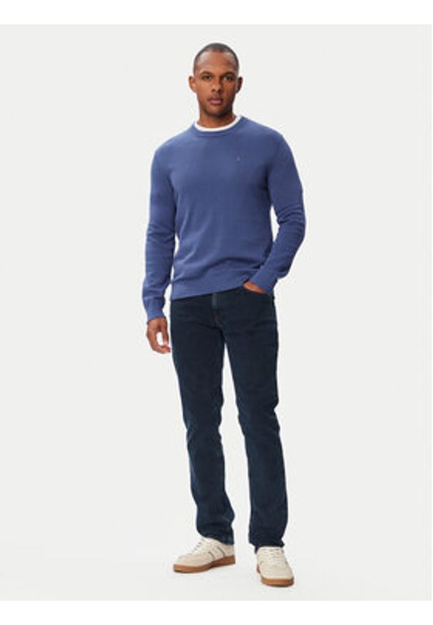 Tommy Jeans Sweter Essential DM0DM22853 Niebieski Slim Fit. Kolor: niebieski. Materiał: bawełna