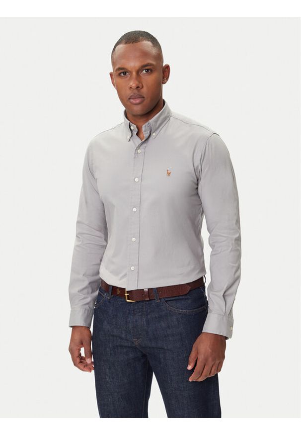 Polo Ralph Lauren Koszula 710P06688004 Szary Custom Fit. Typ kołnierza: polo. Kolor: szary. Materiał: bawełna