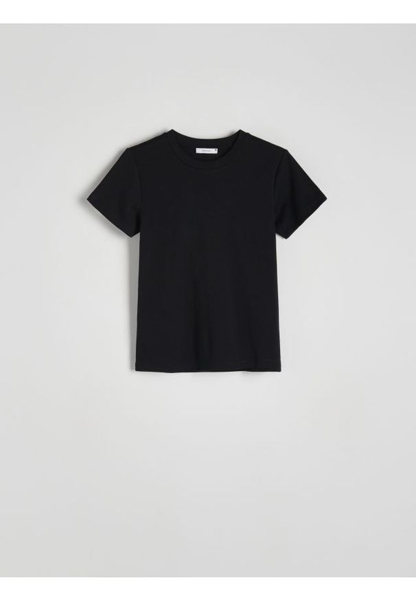 Reserved - Bawełniany t-shirt - czarny. Kolor: czarny. Materiał: bawełna