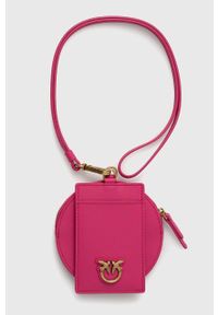 Pinko etui na karty skórzane kolor fioletowy. Kolor: fioletowy. Materiał: skóra