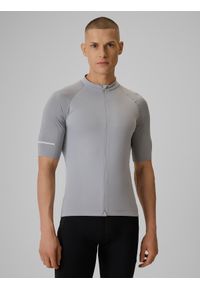 4f - 4F Koszulka kolarska męska - szara L. Kolor: szary. Materiał: skóra, materiał, włókno. Długość rękawa: raglanowy rękaw. Długość: długie. Sport: kolarstwo #1