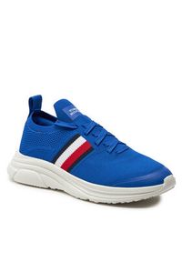 TOMMY HILFIGER - Tommy Hilfiger Sneakersy Modern Runner Knit Stripes Ess FM0FM04798 Niebieski. Kolor: niebieski