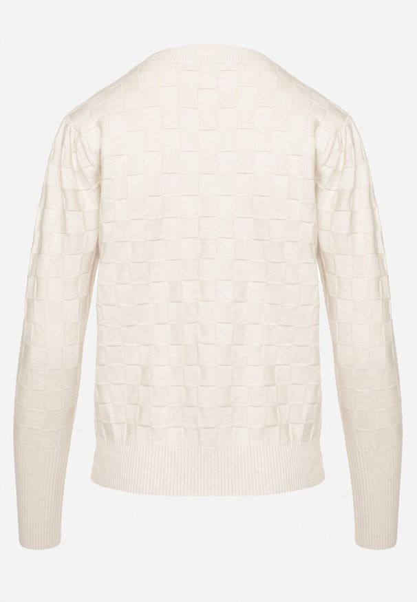 Born2be - Jasnobeżowy Sweter z Wiskozą Modalem i Ozdobnym Splotem Jaliti. Okazja: na co dzień. Kolor: beżowy. Materiał: wiskoza. Długość rękawa: długi rękaw. Długość: długie. Wzór: ze splotem. Styl: wizytowy, casual