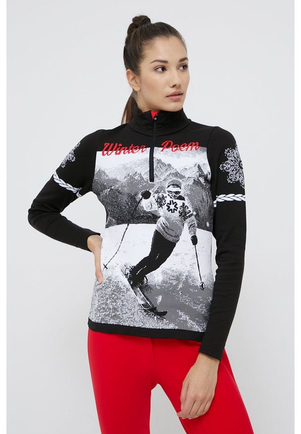 Newland - Bluza. Okazja: na co dzień. Kolor: czarny. Materiał: dzianina, materiał. Długość rękawa: długi rękaw. Długość: krótkie. Styl: casual