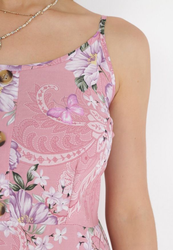 Born2be - Różowa Sukienka Maxi na Ramiączkach Philandia. Kolor: różowy. Długość rękawa: na ramiączkach. Długość: maxi