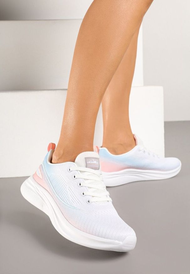 Born2be - Biało-Niebieskie Buty Sportowe Sneakersy na Piankowej Podeszwie Talirens. Okazja: na co dzień. Kolor: biały. Materiał: jeans