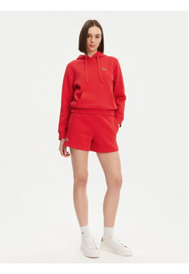 Lacoste Bluza SF8346 Czerwony Regular Fit. Kolor: czerwony. Materiał: syntetyk