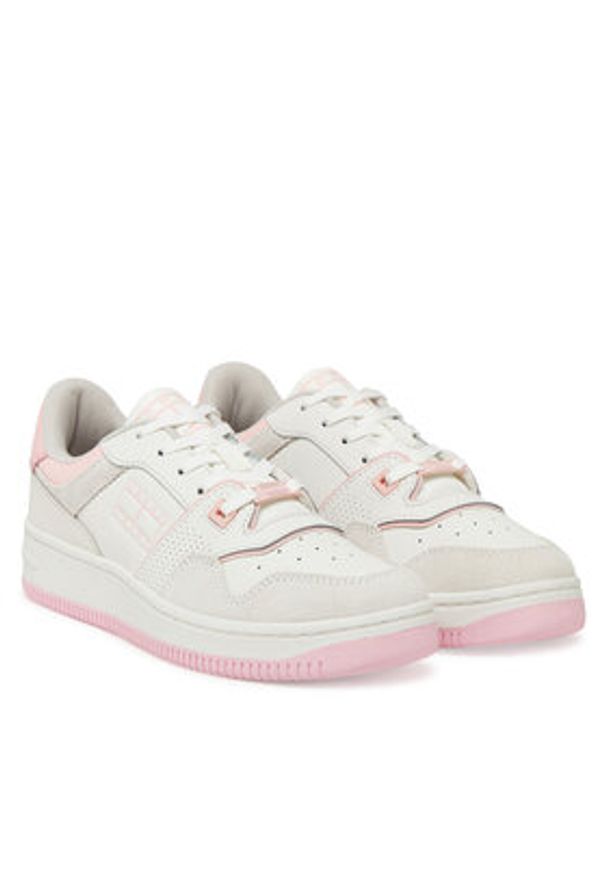 Tommy Jeans Sneakersy Tjw Retro Basket Washed Suede EN0EN02773 Biały. Kolor: biały. Materiał: skóra