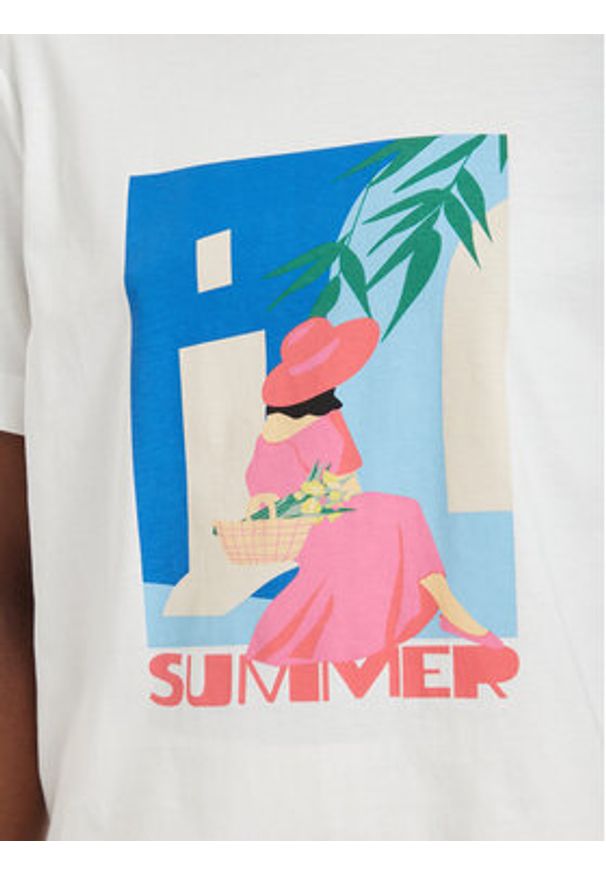 Vero Moda T-Shirt Salli Mette 10344804 Biały Regular Fit. Kolor: biały. Materiał: bawełna