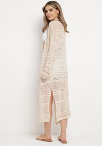 Born2be - Beżowy Kardigan Narzutka o Ażurowym Wykończeniu w Stylu Boho Sanalia. Okazja: na co dzień. Kolor: beżowy. Materiał: jeans. Wzór: ażurowy. Styl: boho #6