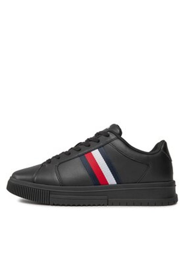 TOMMY HILFIGER - Tommy Hilfiger Sneakersy Supercup Lth Stripes Ess FM0FM04895 Czarny. Kolor: czarny. Materiał: skóra
