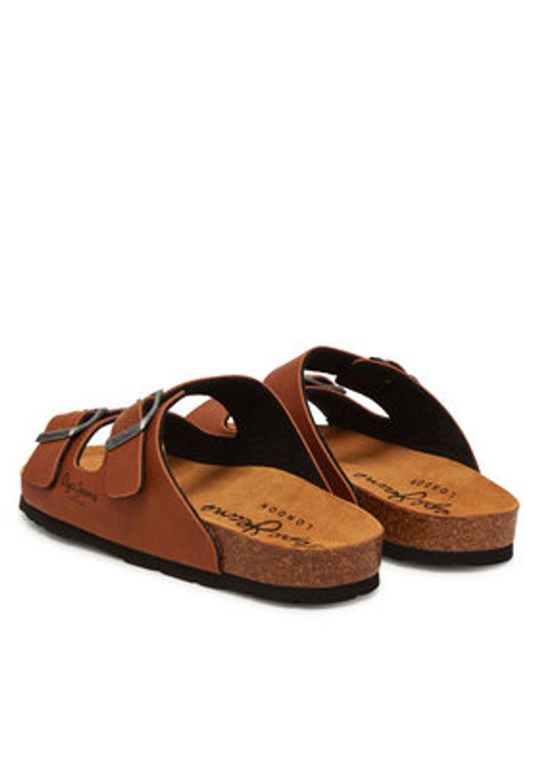 Pepe Jeans Klapki PLS90637 Brązowy. Kolor: brązowy. Materiał: skóra